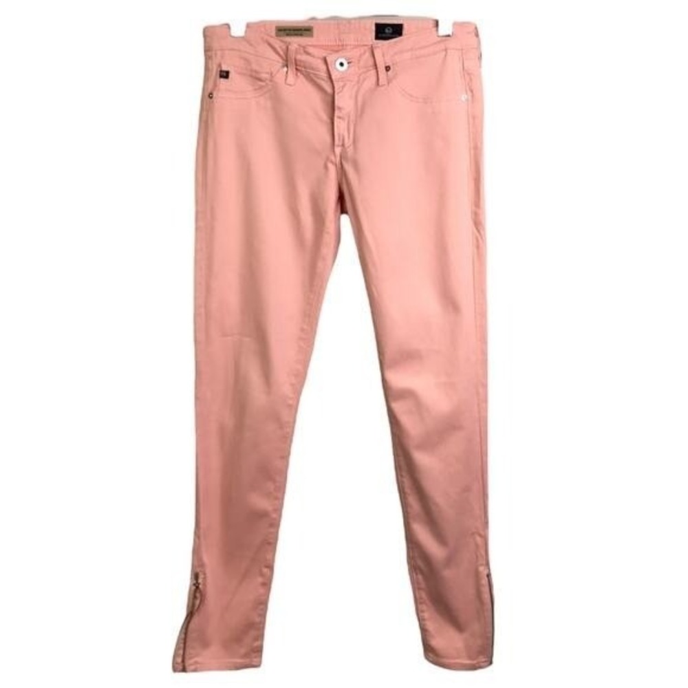 AG Adriano Goldschmied Jeans 2 Salmon Pink Zip Ankle Skinny Legging‎ Stretch - Picture 2 of 12